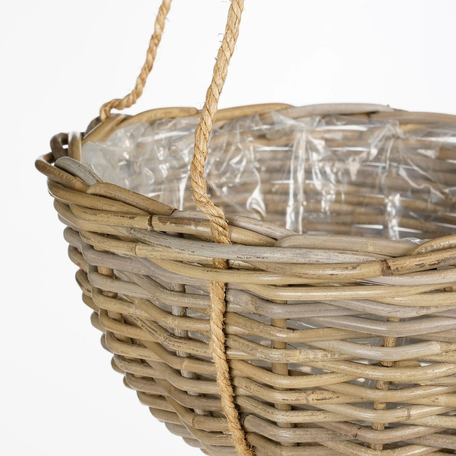 Mica Decorations Marcia Outdoor Hanging Plant Basket 20 x 40cm - Rattan Grey - Image 2