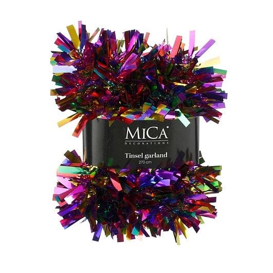 Mica Decorations Multi-Coloured Tinsel Garland 270cm