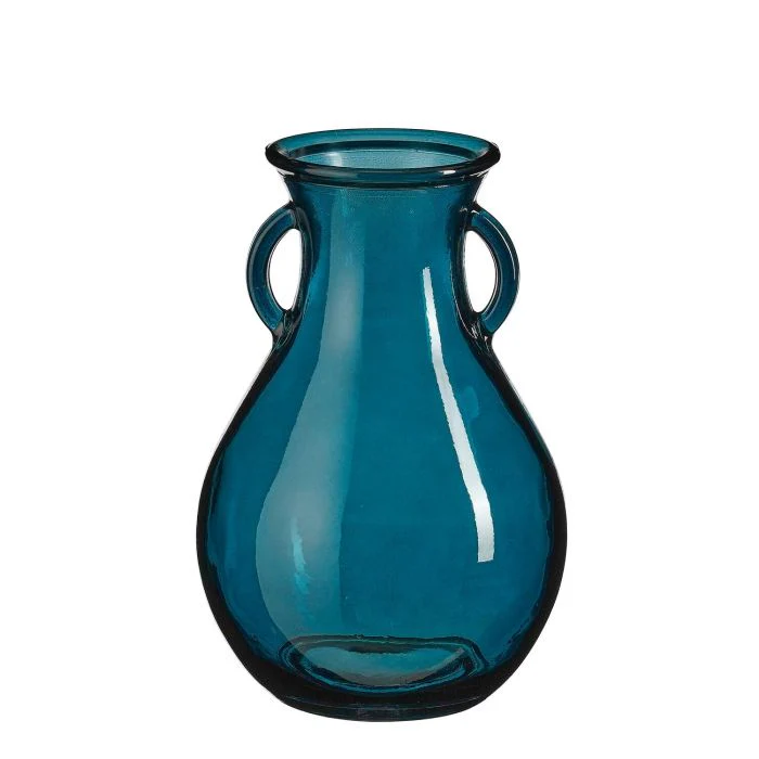 Mica Decorations Sienna Vase Recycled Glass Blue 24 x 16cm