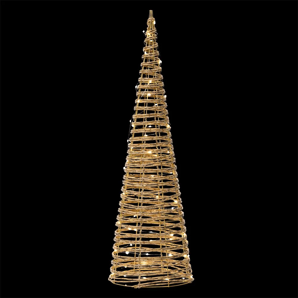Micro Led Wicker Cone - 90Cm
