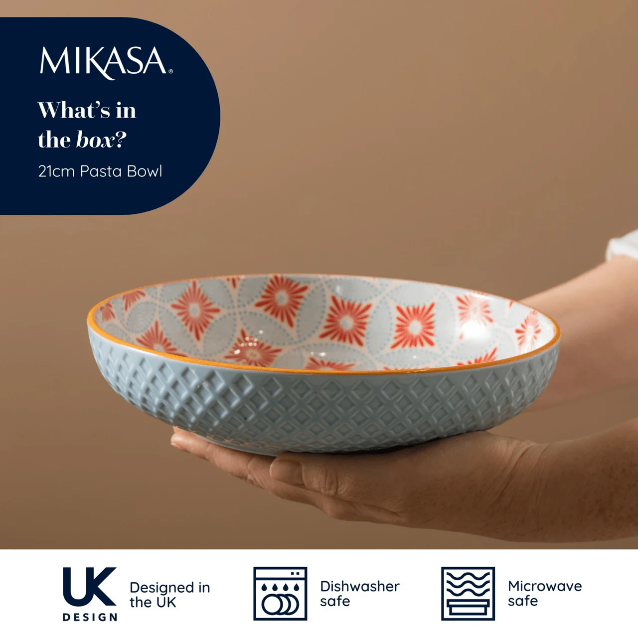 Mikasa Blue Mosaic Stoneware Bowl, 21cm - Image 4