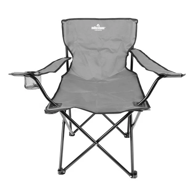 Milestone Folding Leisure Chair With Cup Holder - Grey - Image 7