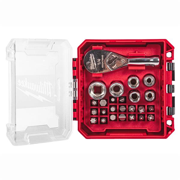 Milwaukee 1/4in Compact Ratchet & Socket Set 25pc (PACKOUT) - Image 2