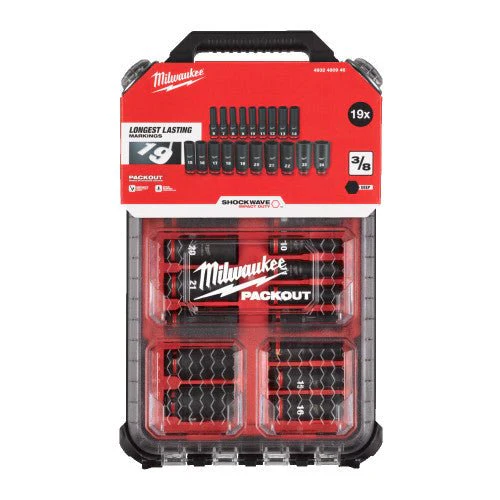 Milwaukee 3/8" Deep Impact Socket Set 19 Piece Packout 4932480946