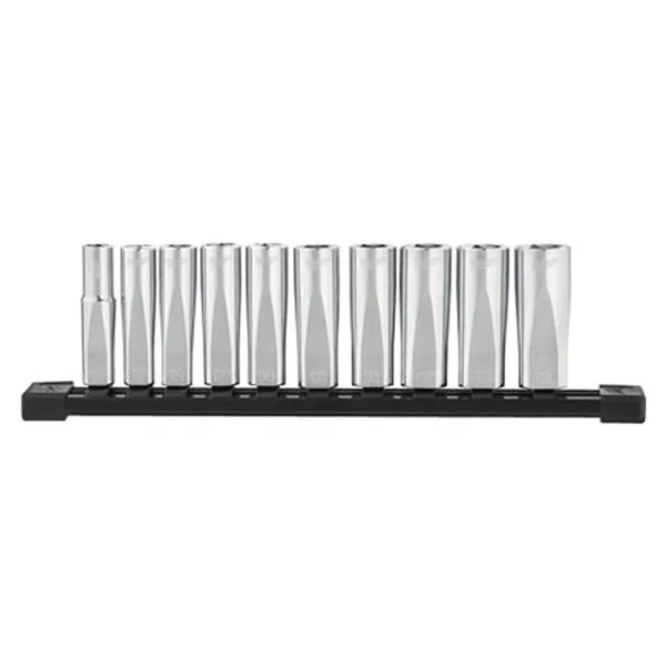 Milwaukee 4932492509 3/8" Drive Metric Deep Chrome Sockets (10 Pieces)