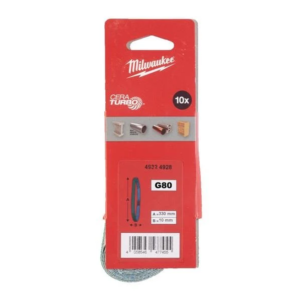 Milwaukee Sanding Belts 10x330mm G80 10pc 4932492875