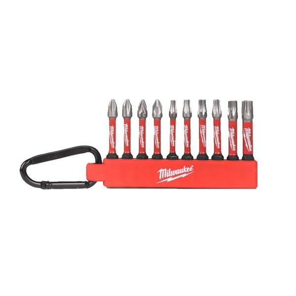 Milwaukee SHOCKWAVE Impact Rated 10 Piece Carabiner Bit Set 4932480941