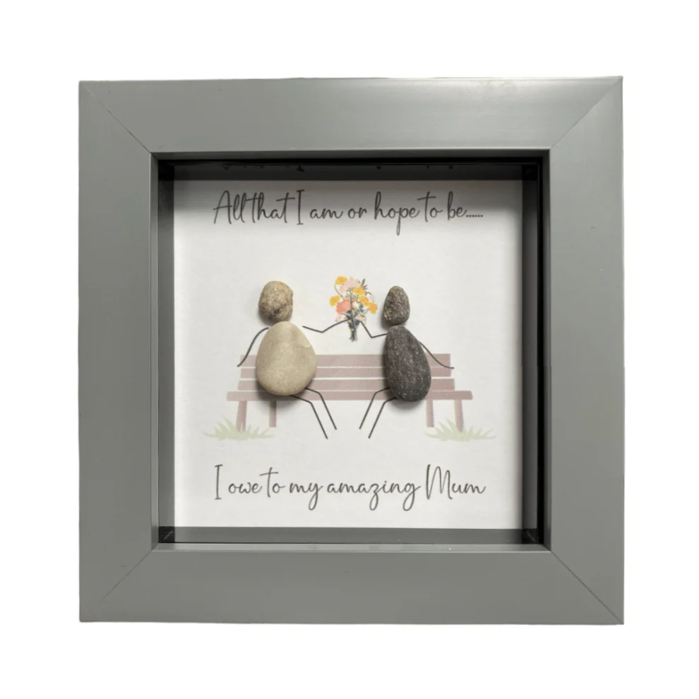 Mini Pebble Art All that I am or hope to be... Mum - Grey