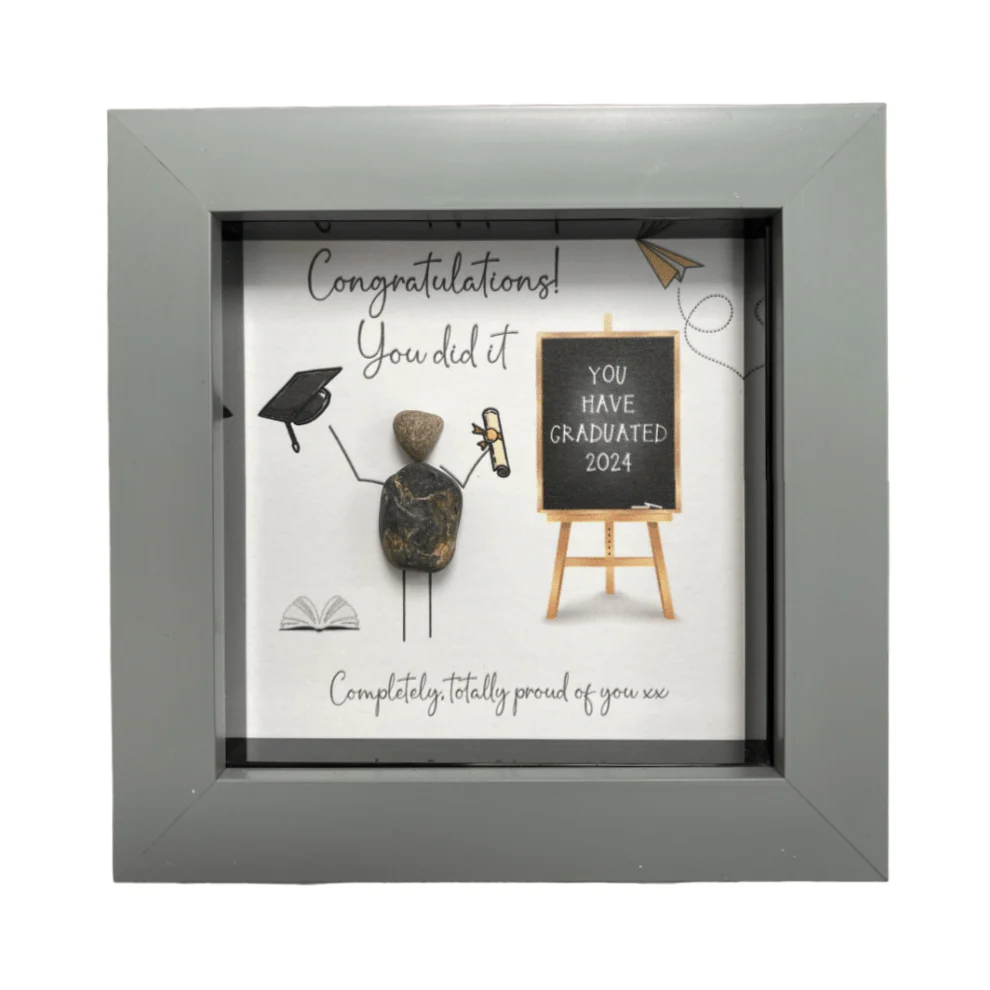 Mini Pebble Art Congratulations! You did it... Graduated - Grey