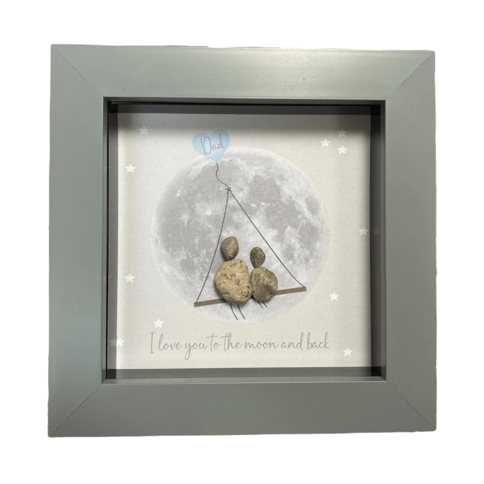 Mini Pebble Art Dad, I love you to the Moon and Back - Grey