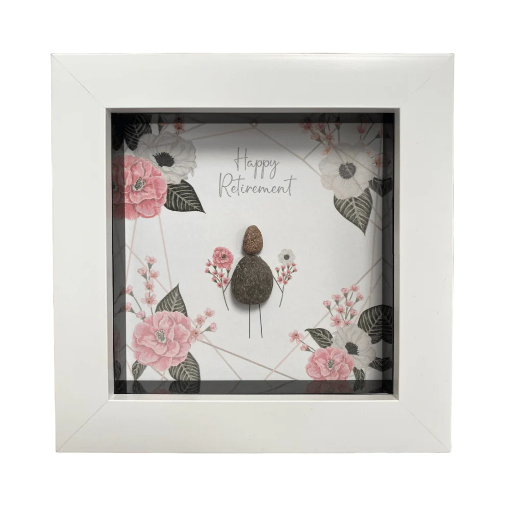 Mini Pebble Art Happy Retirement - White