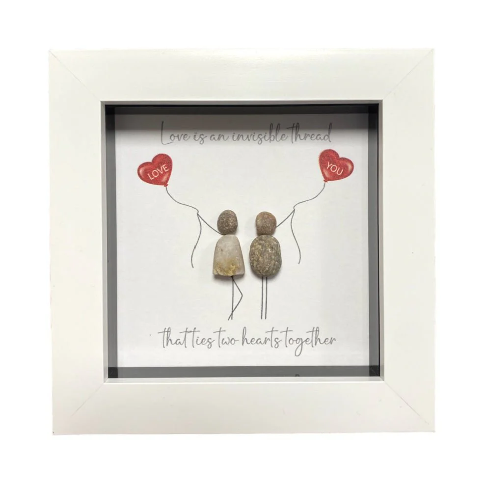 Mini Pebble Art Love is an Invisible Thread - White