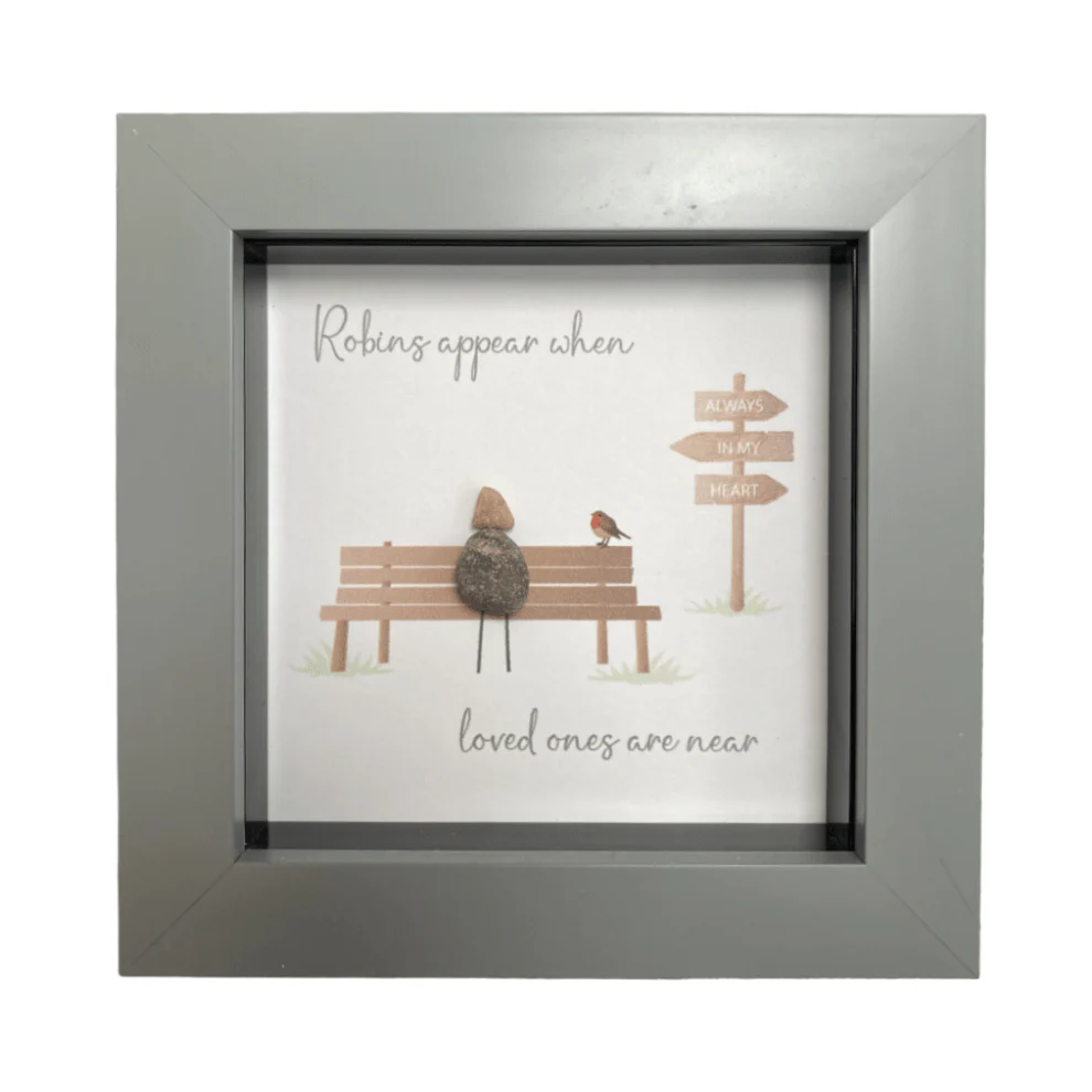 Mini Pebble Art Robins Appear when Loved Ones are Near - Grey