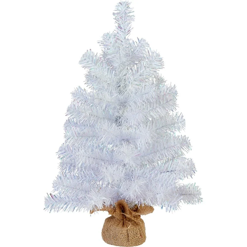 Mini White Christmas Tree with Burlap Base – 55cm - Image 2