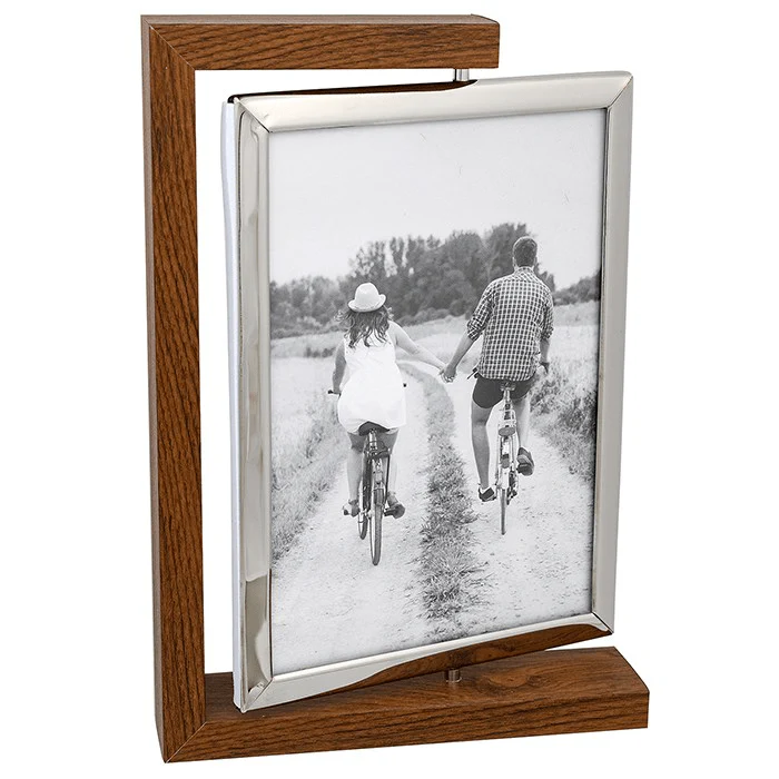 Modern Wood Look Spin Photo Frame 5x7