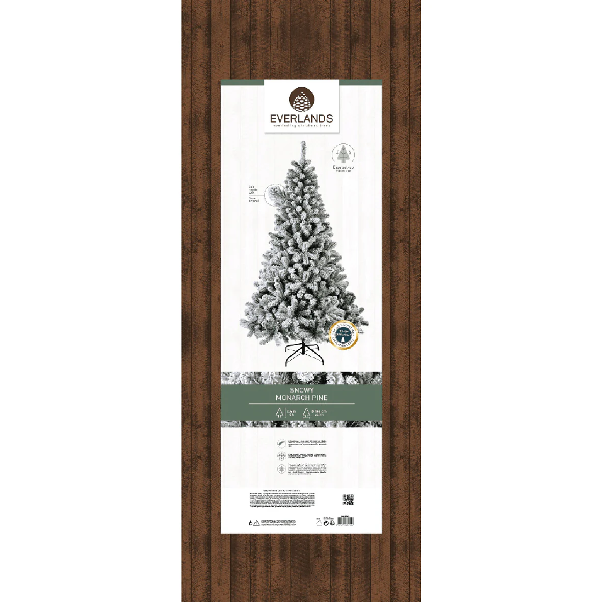 Everlands Monarch Pine Snowy Artificial Christmas Tree 8ft (240cm) - Image 6
