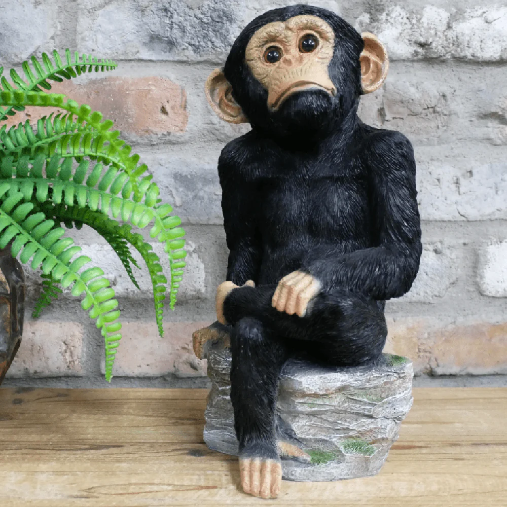 Monkey Sat On Rocks Ornament 33cm