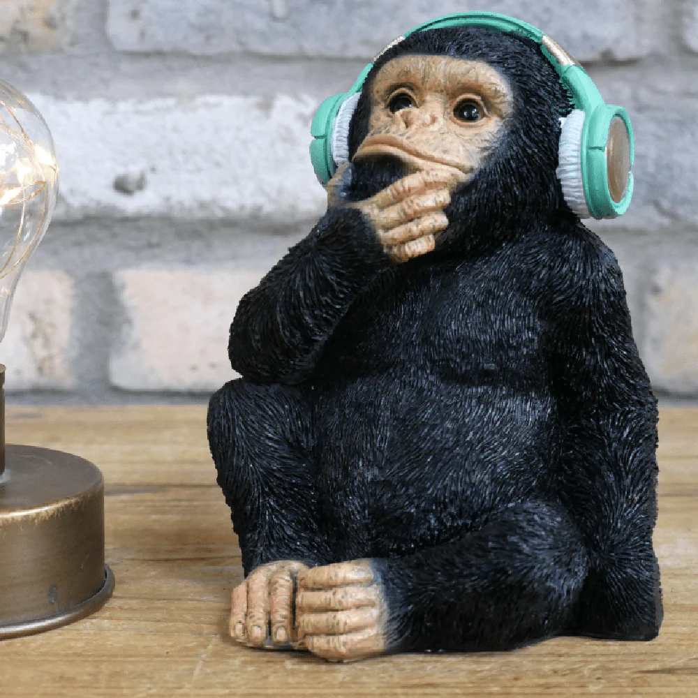 Monkey With Headphones Ornament 17cm