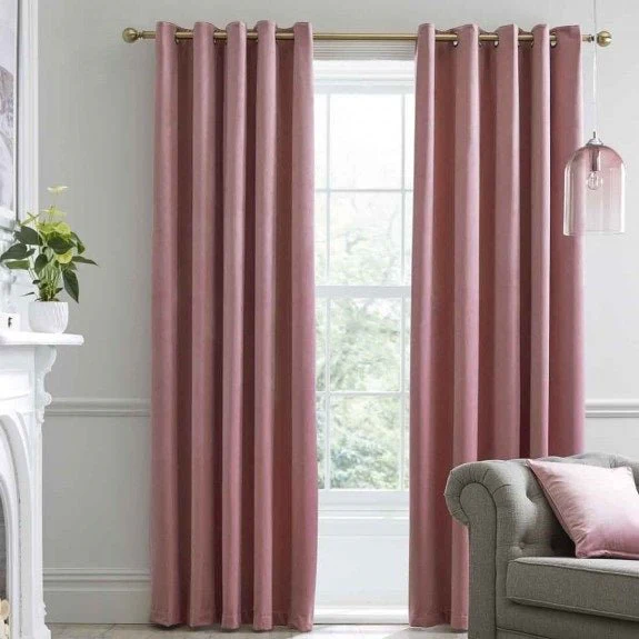Montrose Blush Blackout Eyelet Curtains 66 x 72