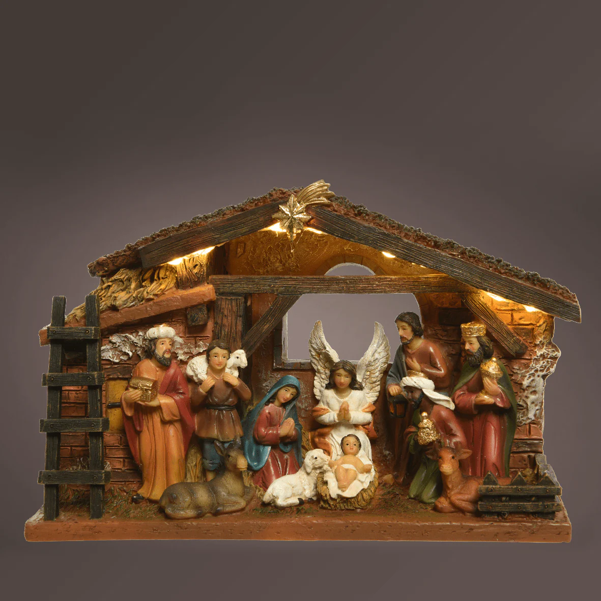 Nativity Crib Set Polyresin L.24.3cm x W.7.7cm x H.15cm
