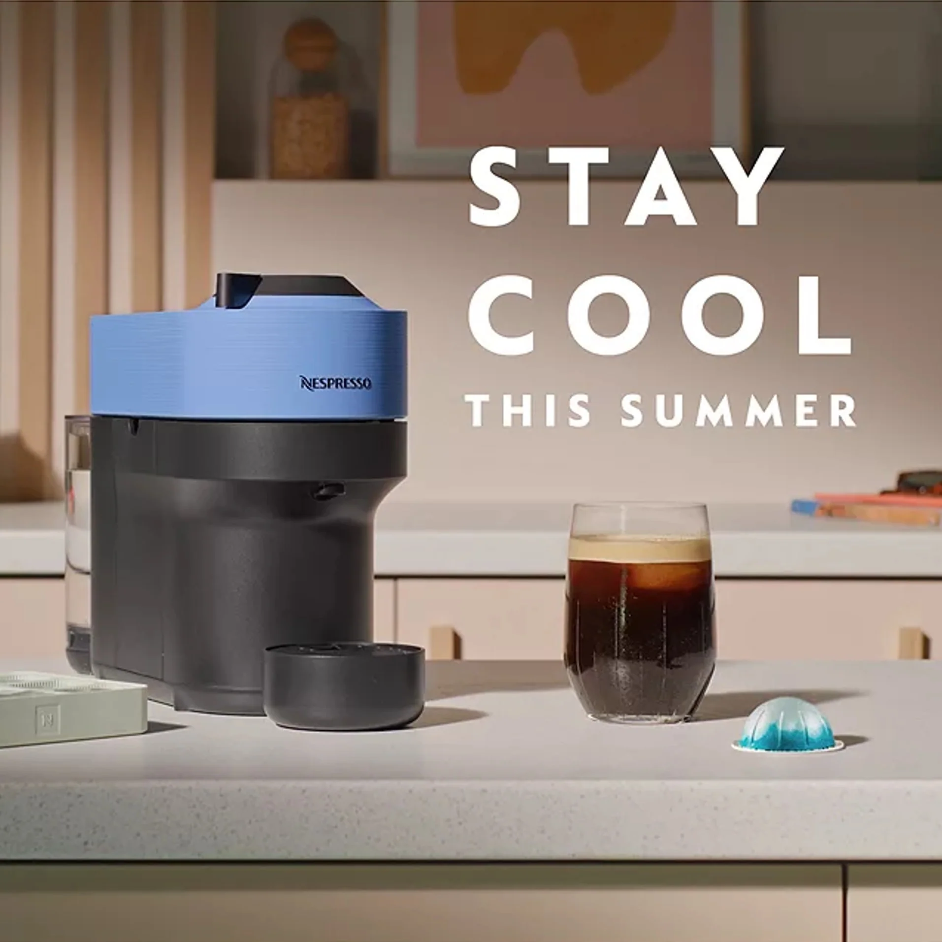 Nespresso Vertuo Pop Cold Coffee Machine Set, Pacific Blue - Image 2