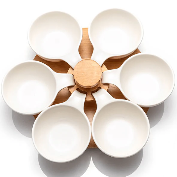 Newgrange Living Ceramic Dip Medium with Turntable Set of 6