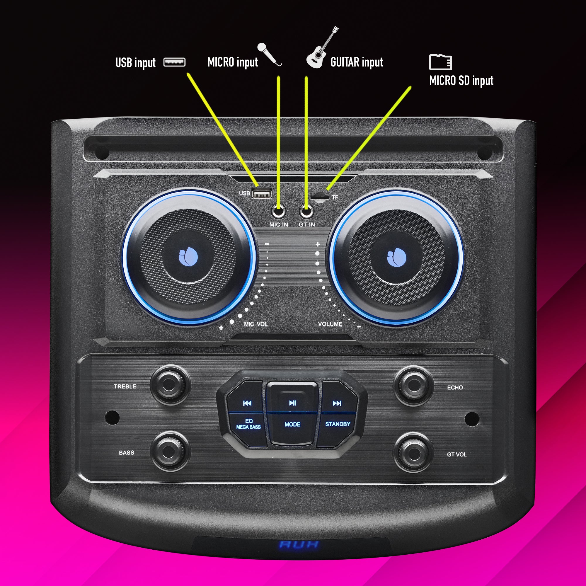 NGS 1200W Double 15" Woofer Wireless BT Speaker- WILDDUB3 - Image 3