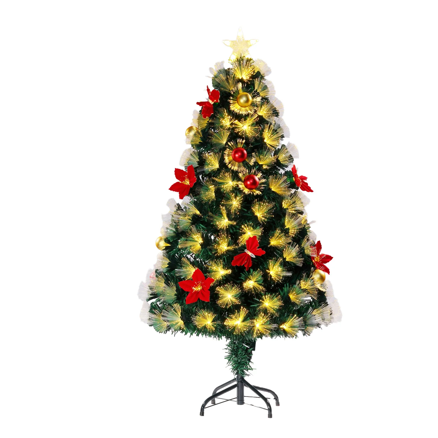 Noma 1.5m Wimpole Tree With Velvet Poinsettia And Red And Gold Baubles
