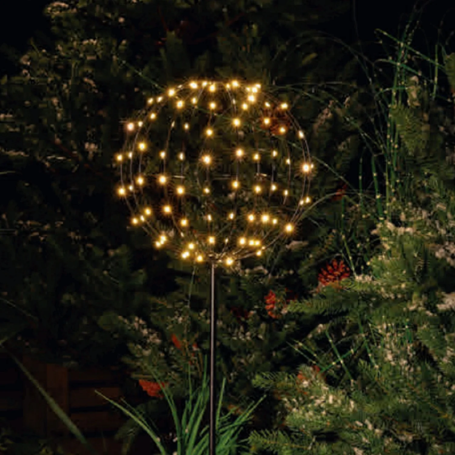 Noma 25cm Globe Metal Stake With Warm White Leds - Connectable