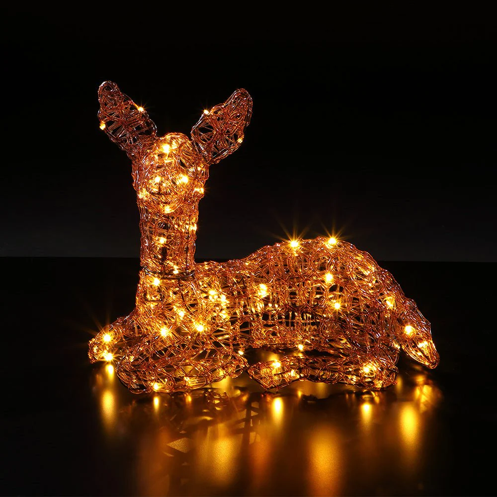 Noma 36cm Copper Acrylic Resting Fawn With 65 Leds