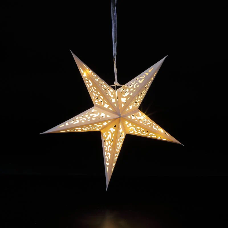 Noma 40cm Paper Shining Star With 15 Warm White Leds Battery Operated