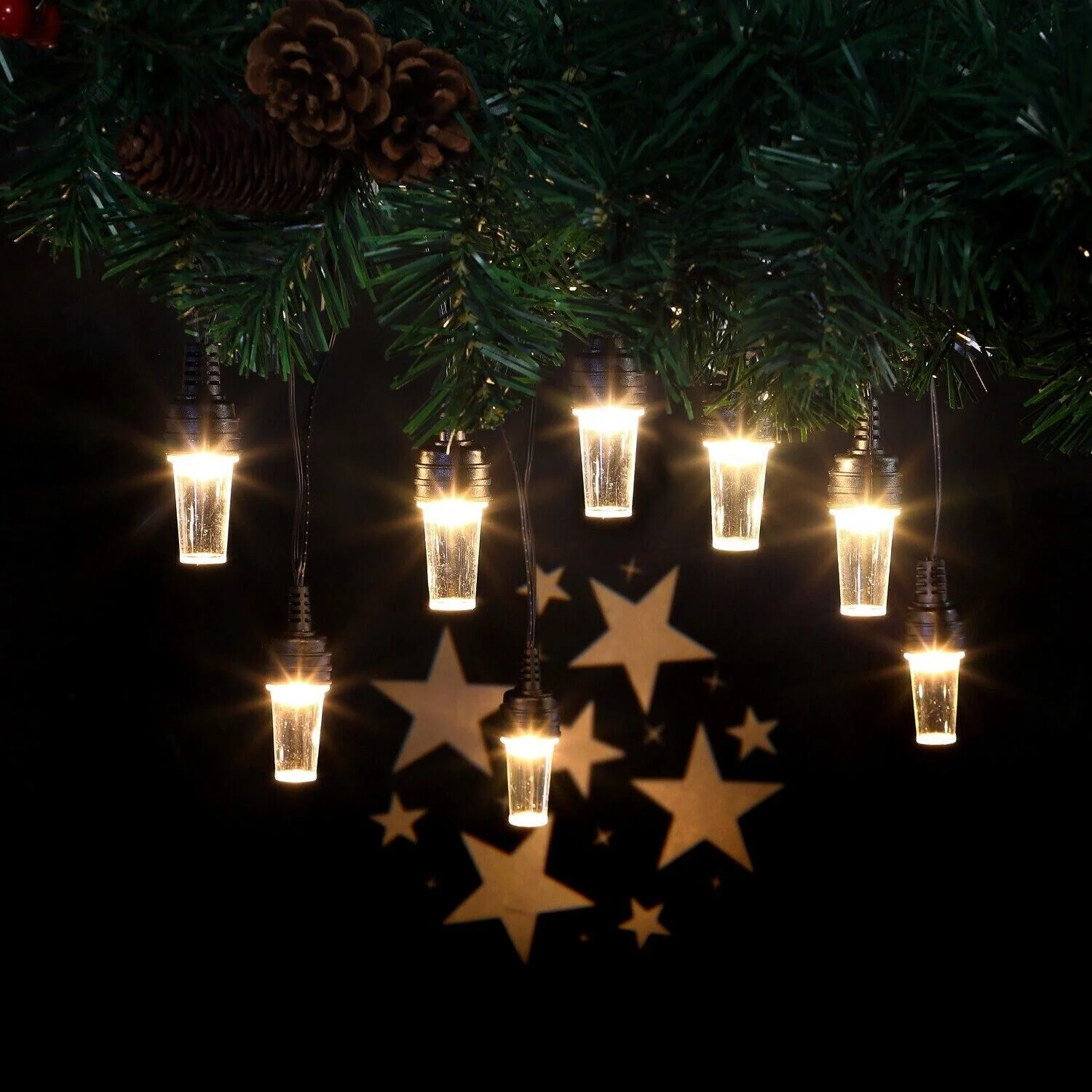Noma 8 Warm White Star Pattern Projector String Lights