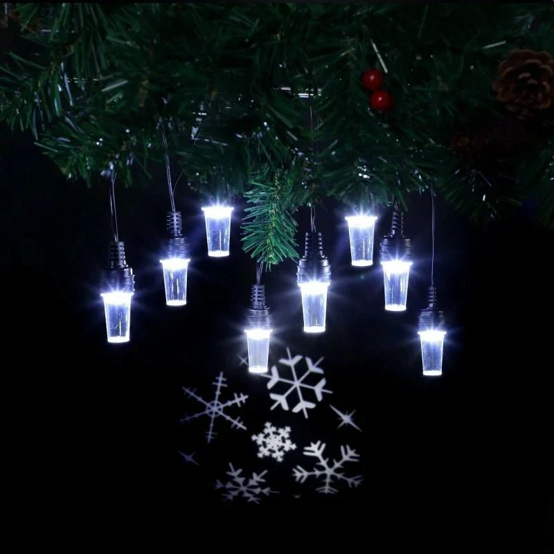 Noma 8 White Snowflake Pattern Projector String Lights