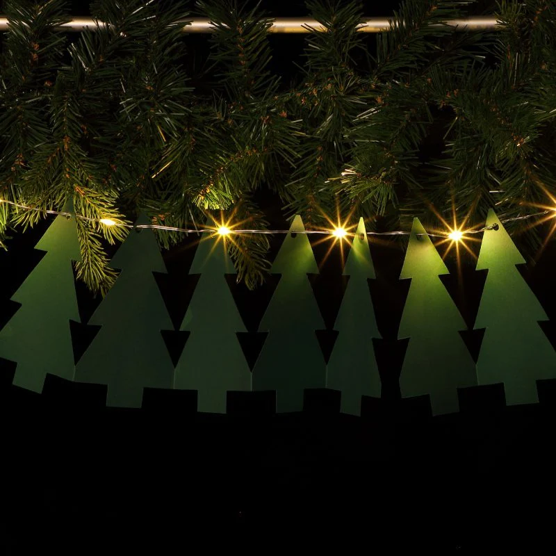 Noma DIY Paper String Light - Green Tree With Warm White Leds
