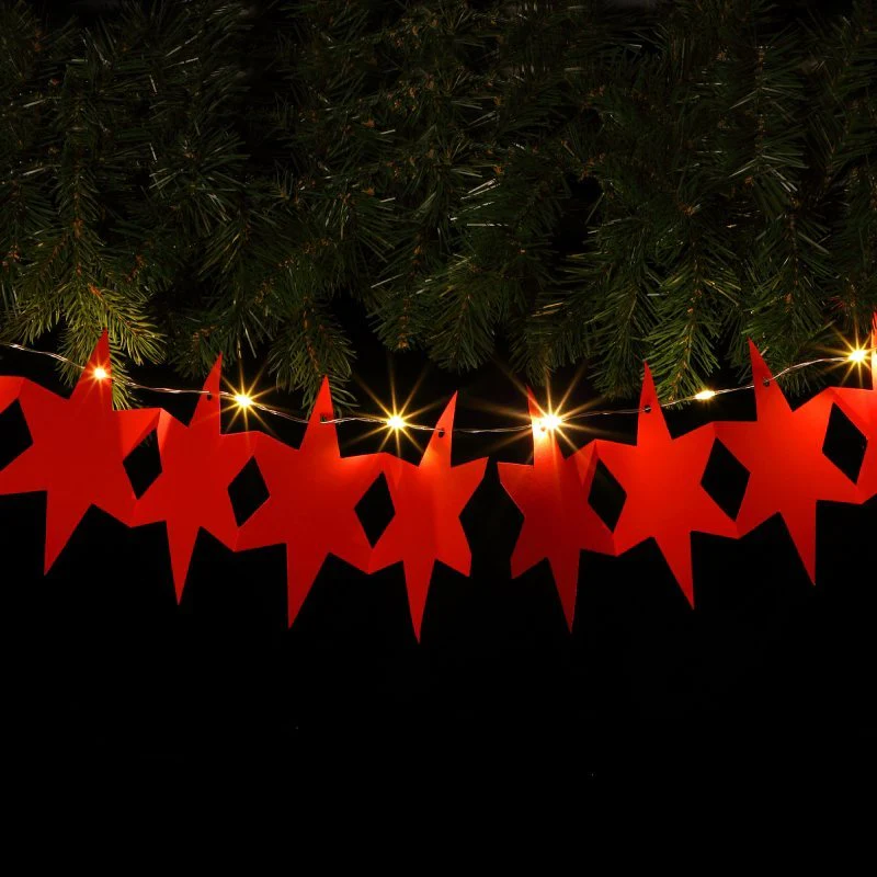Noma DIY Paper String Light - Red Star With Warm White Leds