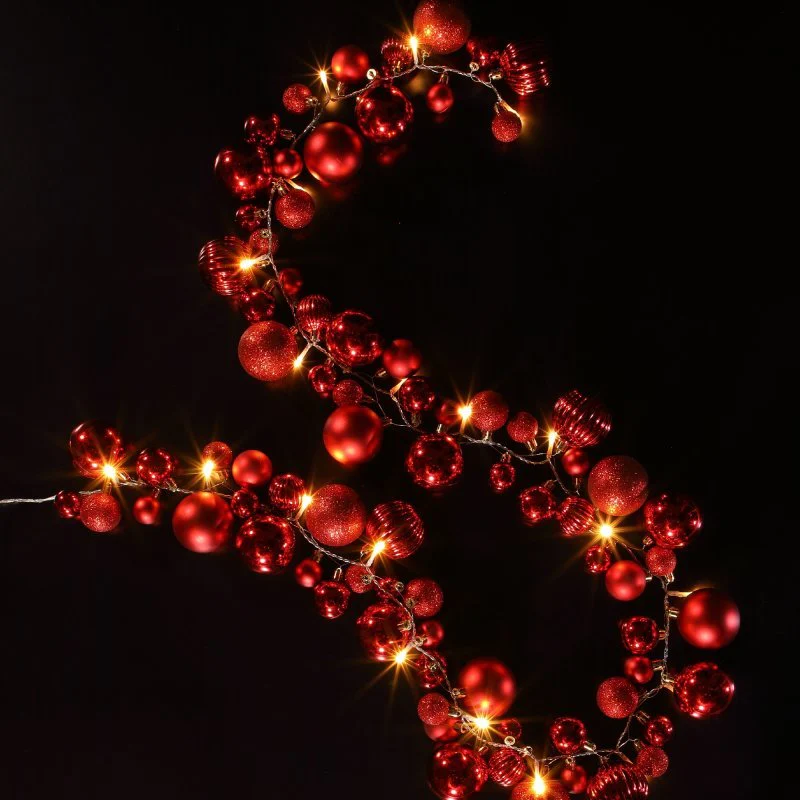 Noma Red Bauble Cluster Garland 2.2m - Battery Operated