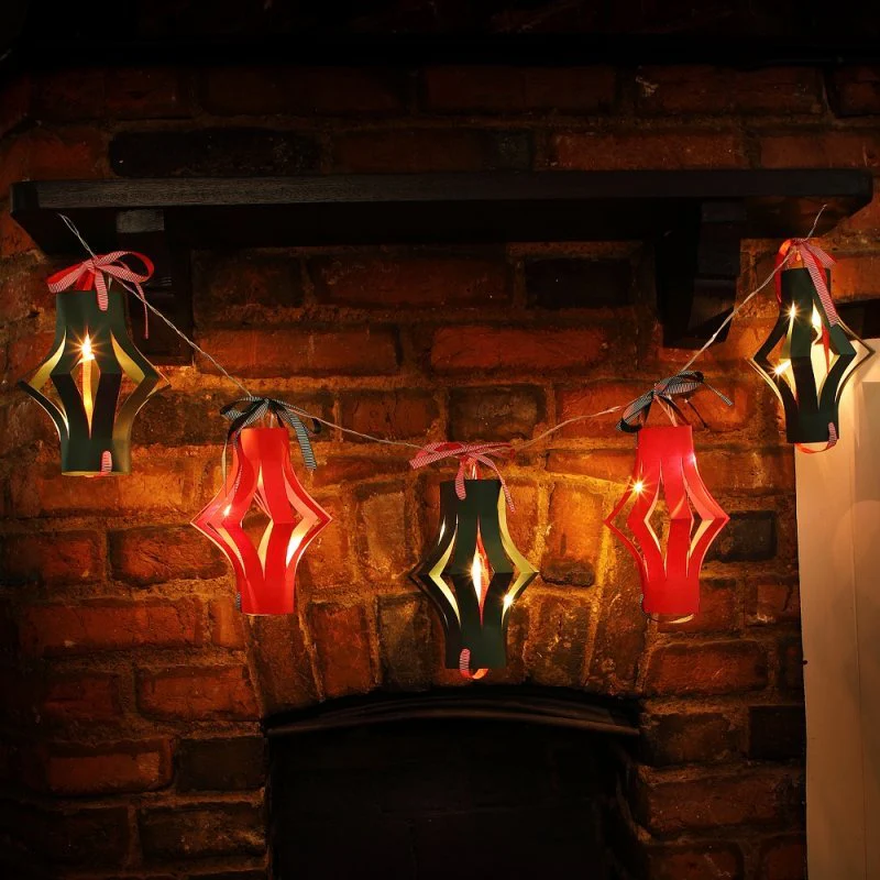 Noma Set Of 5 DIY Paper Lanterns With Icicle Light Chain