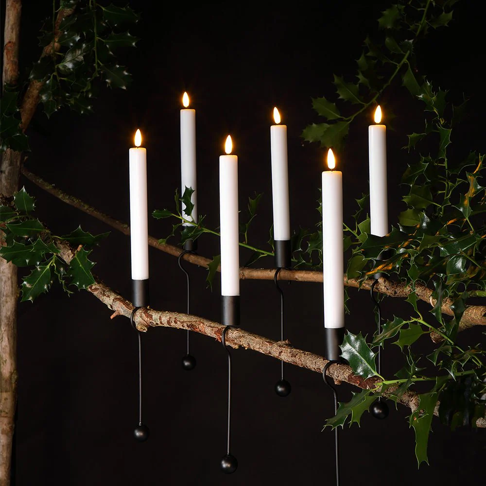 Noma Set Of 6 Magic Candles With Black Metal Holder