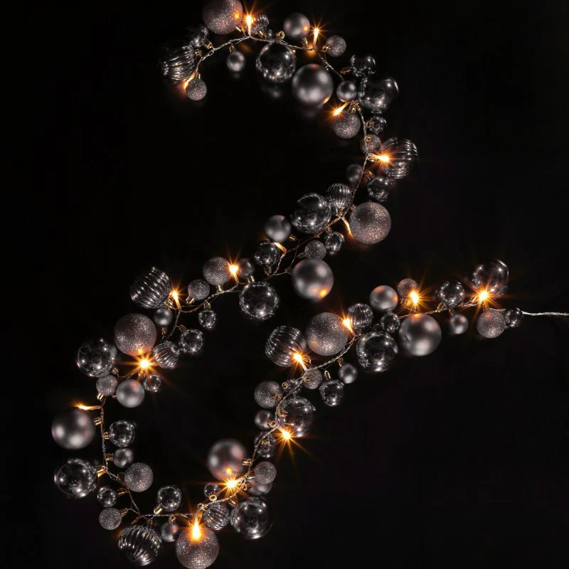 Noma Silver Bauble Cluster Garland 2.2m - Battery Operated