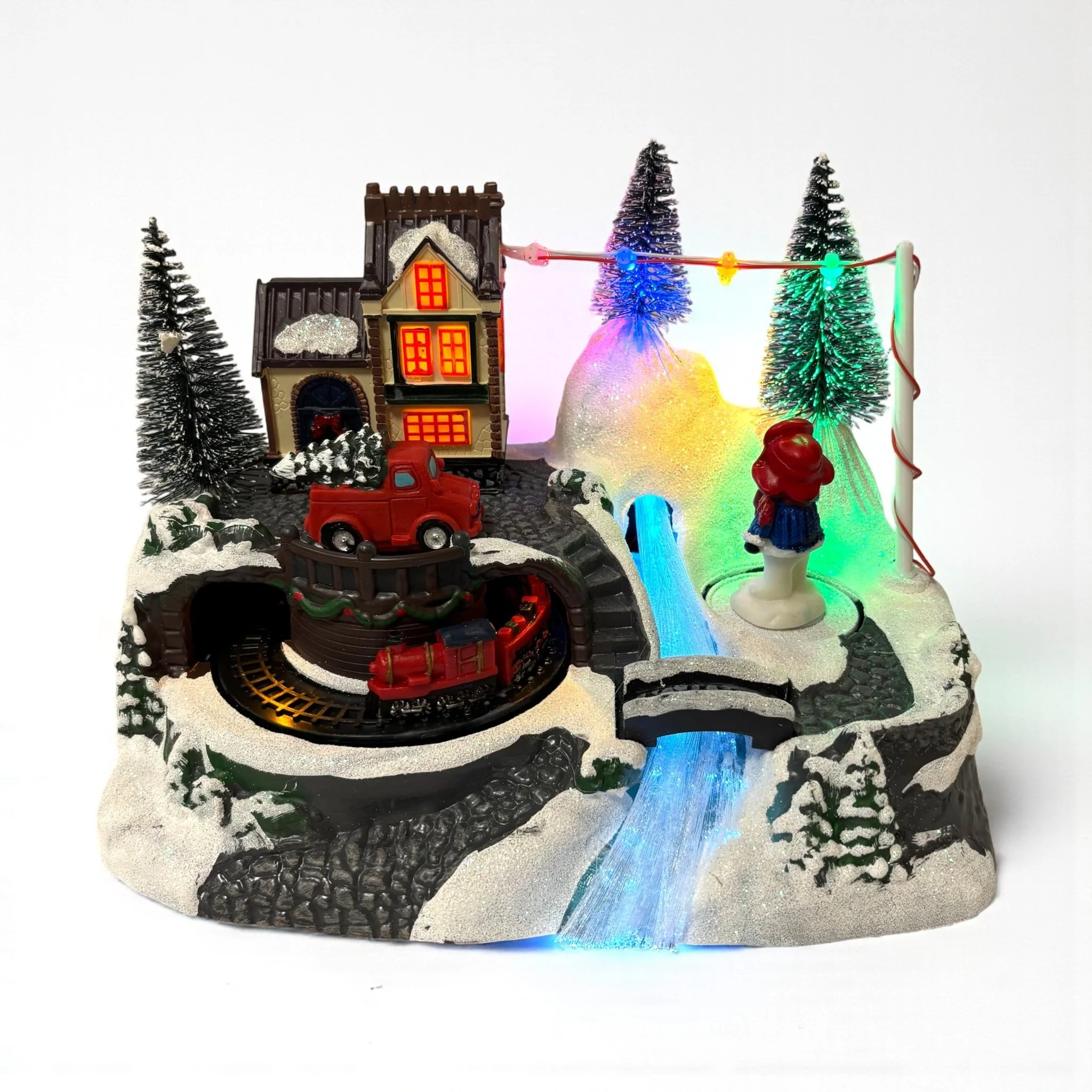 Noma Snowman & Train Village Scene – 17cm