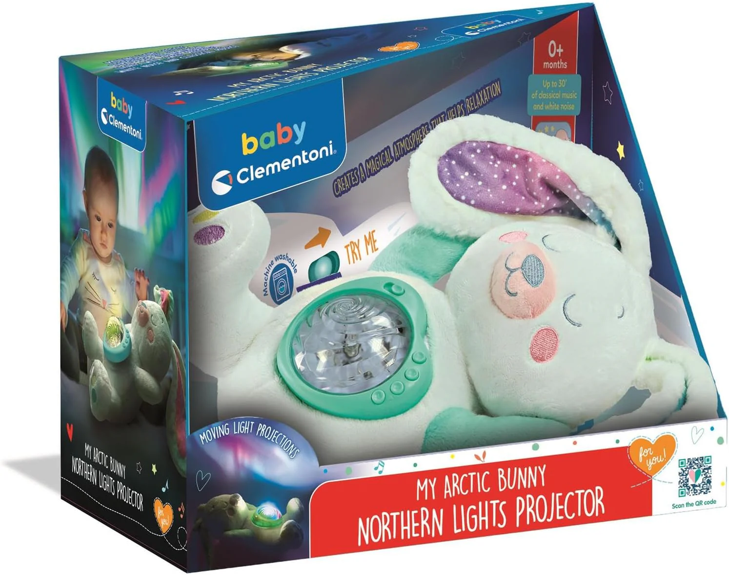 Northern Lights Arctic Bunny Projector Plush