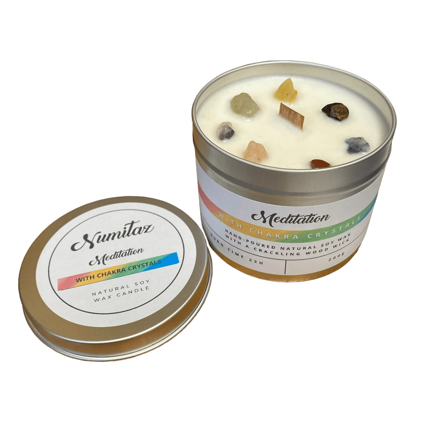 Numitaz Meditation Candle with 7 Chakra Crystals