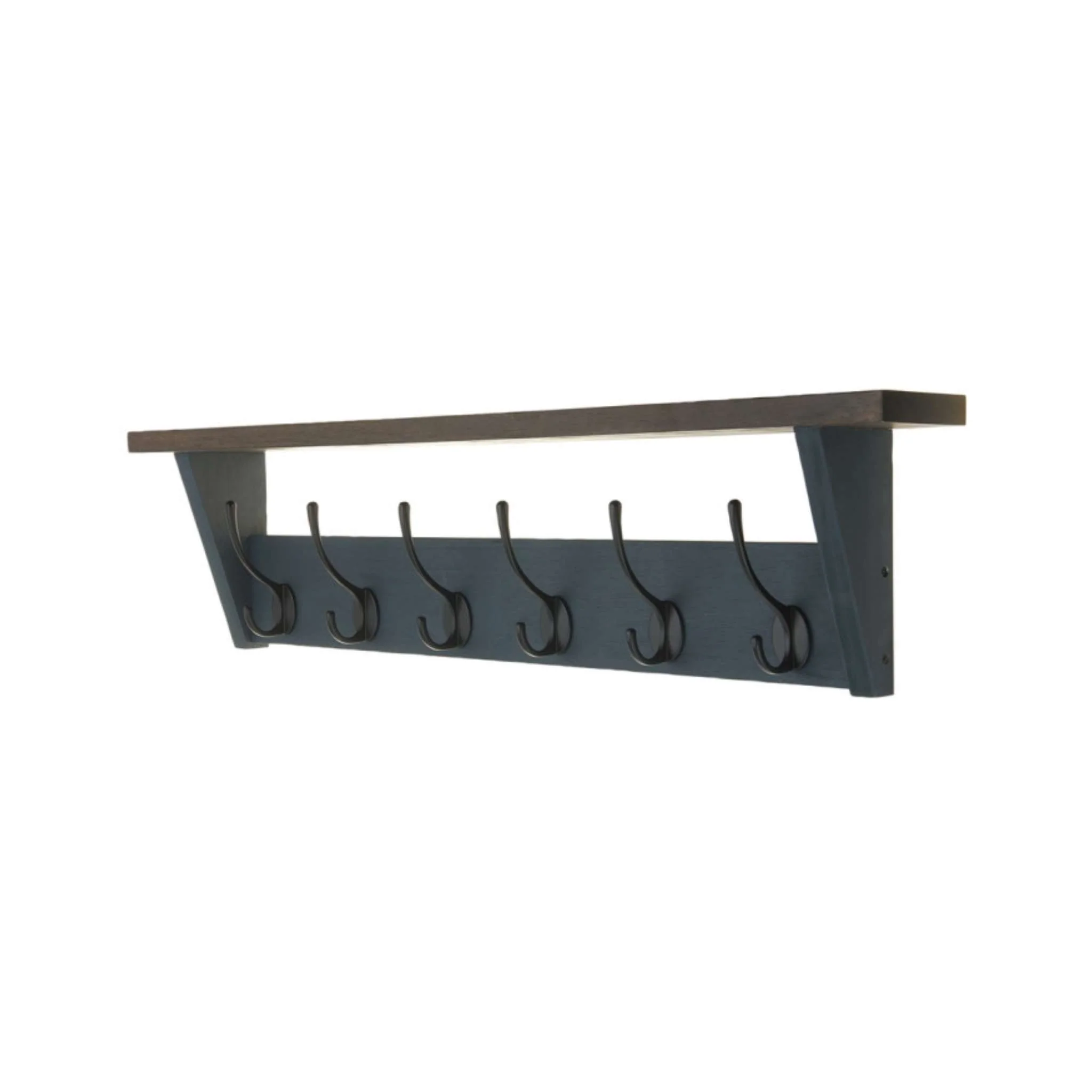 Oak & Grey Combo Shelf Unit – 6 Black Hooks (W 800 × H 200 × D 100 mm)