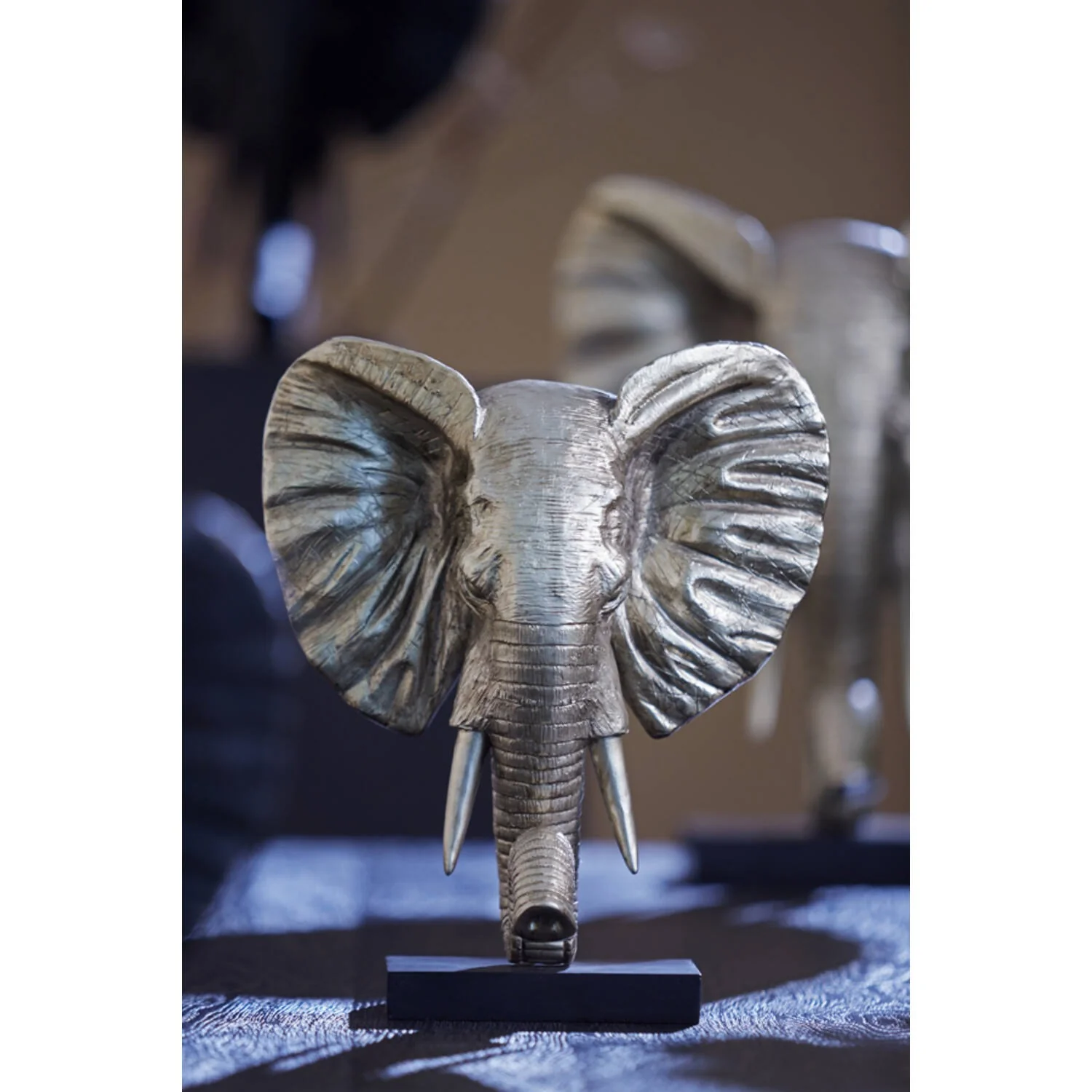 Ornament on Base 30 x 15 x 35.5cm ELEPHANT Light Gold - Image 2