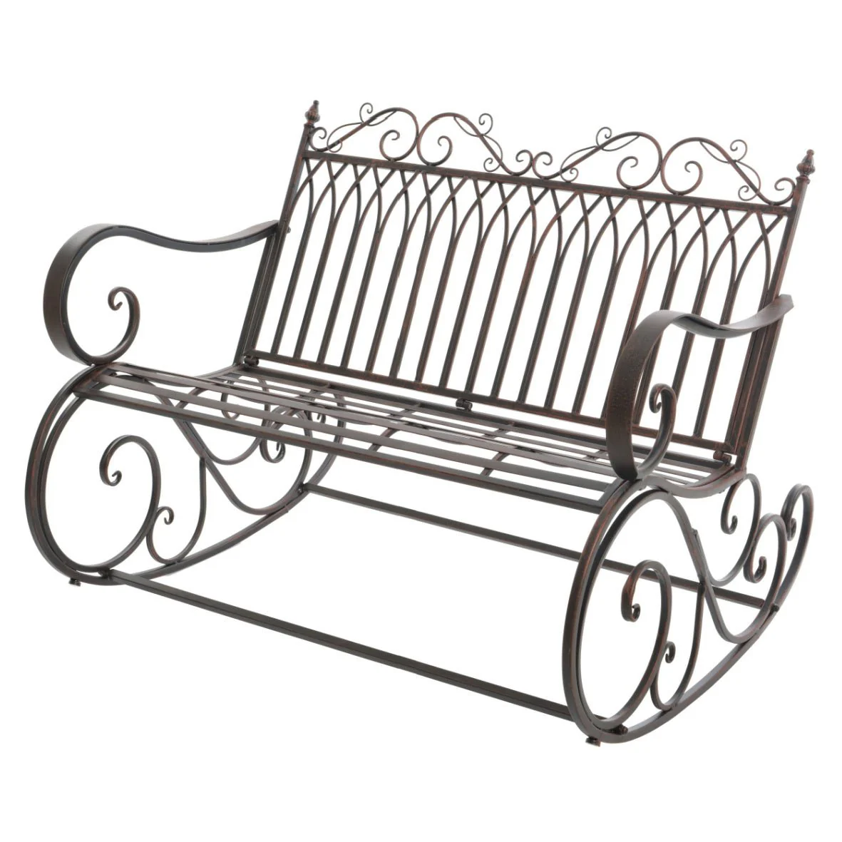 Outdoor Rocking Garden Bench – Steel Bordeaux Brown (92 x 113 cm)