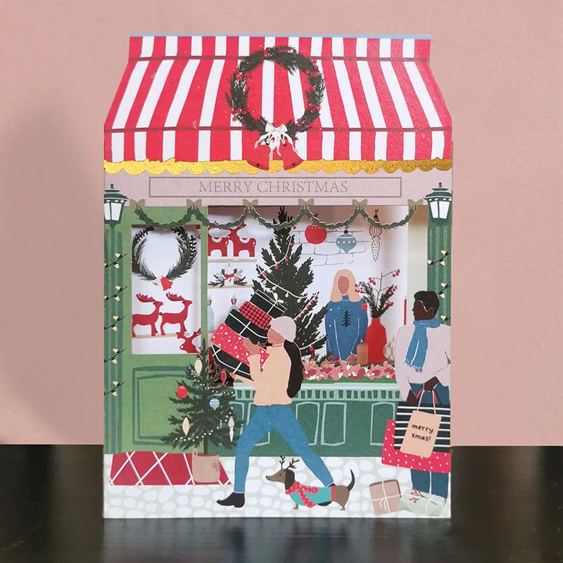Paper Cut Pop Up Card Christmas Shop CMS030