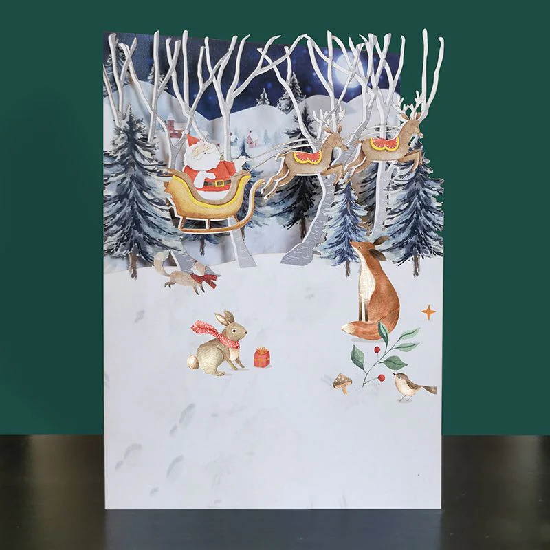 Paper Cut Pop Up Card Santa Sleigh CMS029