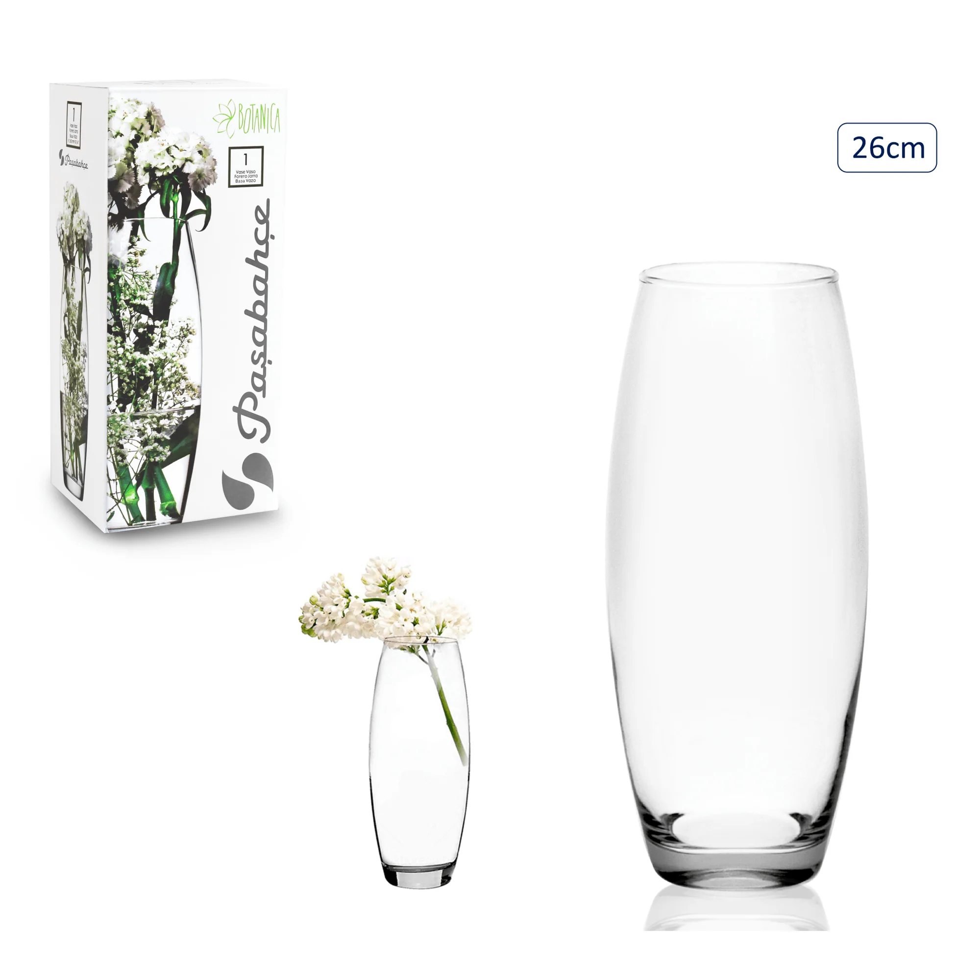 PASABAHCE Glass Vase Flora – 26cm