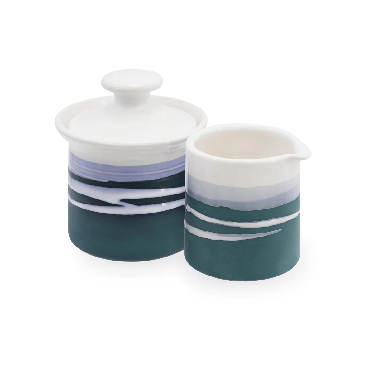 Paul Maloney Pottery Teal Milk Jug & Sugar Bowl