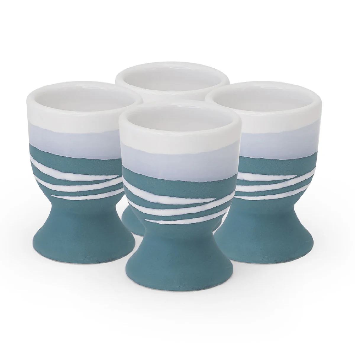Paul Maloney Pottery Teal Set of 4 Egg Cups